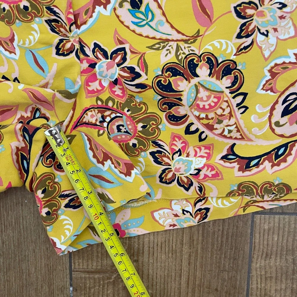 LOFT Paisley Print Shorts Womens 14 Yellow Pink Floral Boho Casual